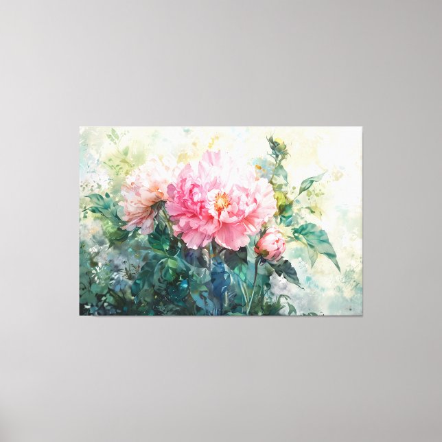*~* Loely Peony TV2 Rosa Stretched Kanvastryck (Framsida)