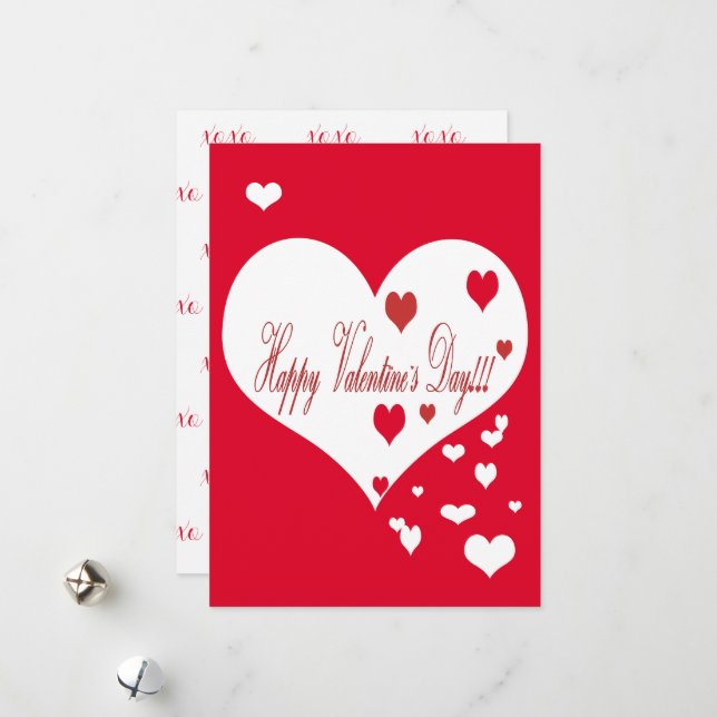 Loely Red and White Hearts XOXO Julkort (Fram/Back In Situ)