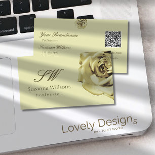 Loely Ro Plain Pastel Beige Initialer QR-kod Visitkort