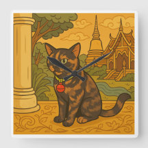 Loely Siam Cat Square Clock