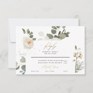 Loely Soft Blommigt Botanical Foliage Bröllop OSA Kort