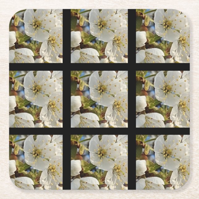 Loely Springblommor Grid Underlägg Papper Kvadrat (Framsidan)
