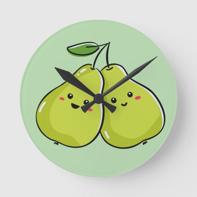 Loely Twin Pear Nursery Rund Klocka (Framsida)