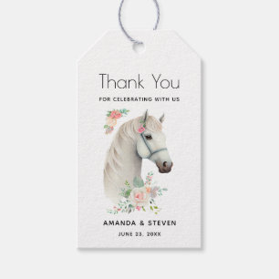 Loely White Horse Boho Blommigt Bröllop Tack Presentetikett