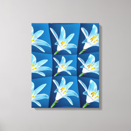 Loely White Lily Mönster Canvastryck