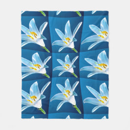 Loely White Lily Mönster Fleecefilt