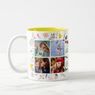 Loely Wildblomma 4 Anpassningsbar Photo Mor's Day Två-Tonad Mugg