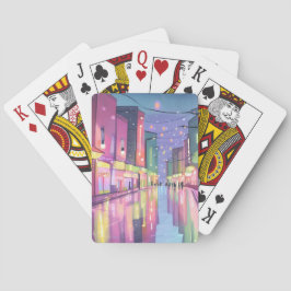 Lofi City Night Ljus | Färg vattenfärg Casinokort