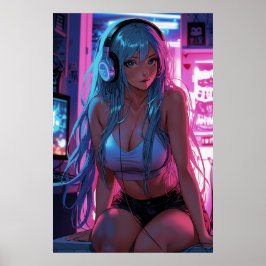 Lofi Gamer Girl | Chill Anime Aesthetic Poster