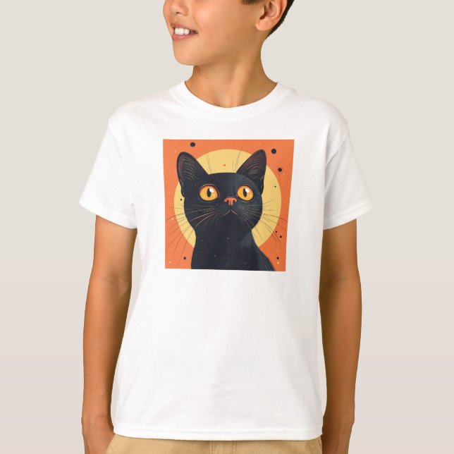 Lofi Style Black Cat T Shirt (Framsida)