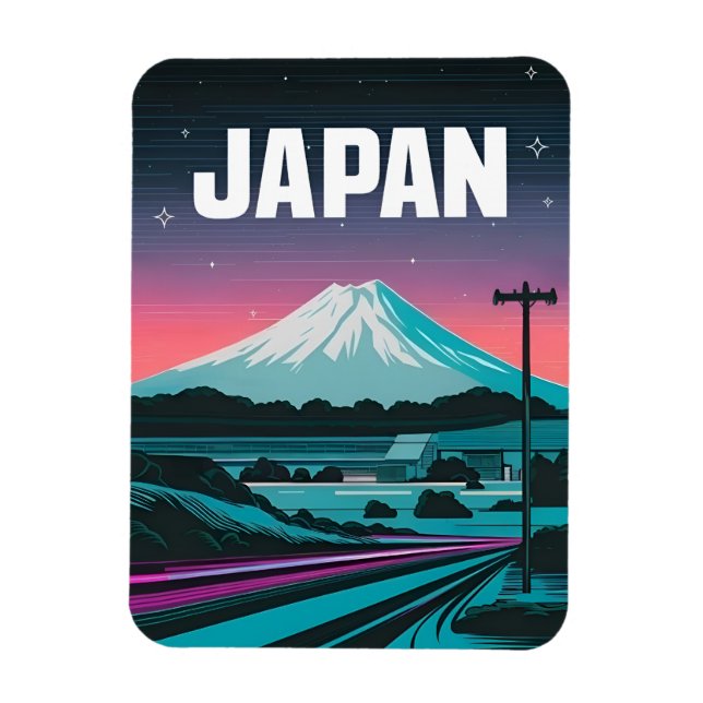 LoFi Vaporwave Retro 80s Japan Mount Fuji Magnet (Vertikal)