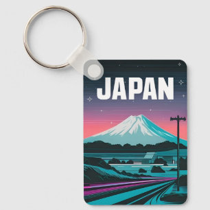 LoFi Vaporwave Retro 80s Japan Mount Fuji Nyckelring