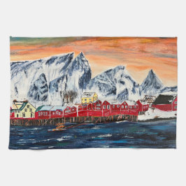 Lofoten Fishing Village Fine Art Kitchen Towel Kökshandduk