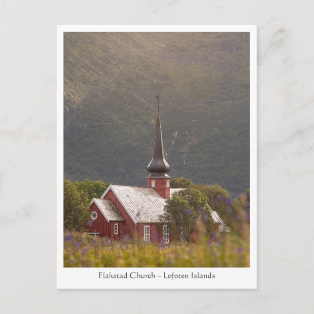 Lofoten Flakstad Kyrka Vykort (Framsida)