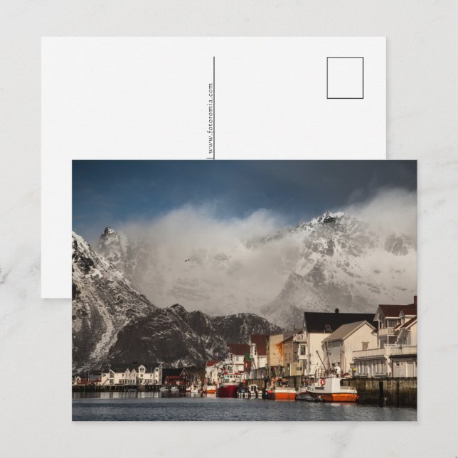 Lofoten Henningsvaer Helg Vykort (Fram/baksida)