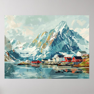 Lofoten Islands, Norge Retro Poster
