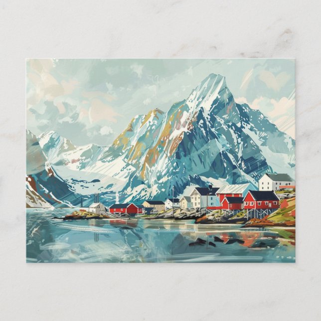 Lofoten Islands, Norge Retro Travel Vykort (Framsida)