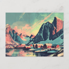 Lofoten Islands, Norge Retro Travel Vykort