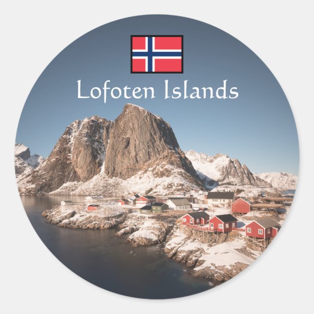 Lofoten Islands Norge Runt Klistermärke (Framsida)