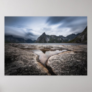Lofoten Lofoten Islands Mountain Landscape Photo Poster