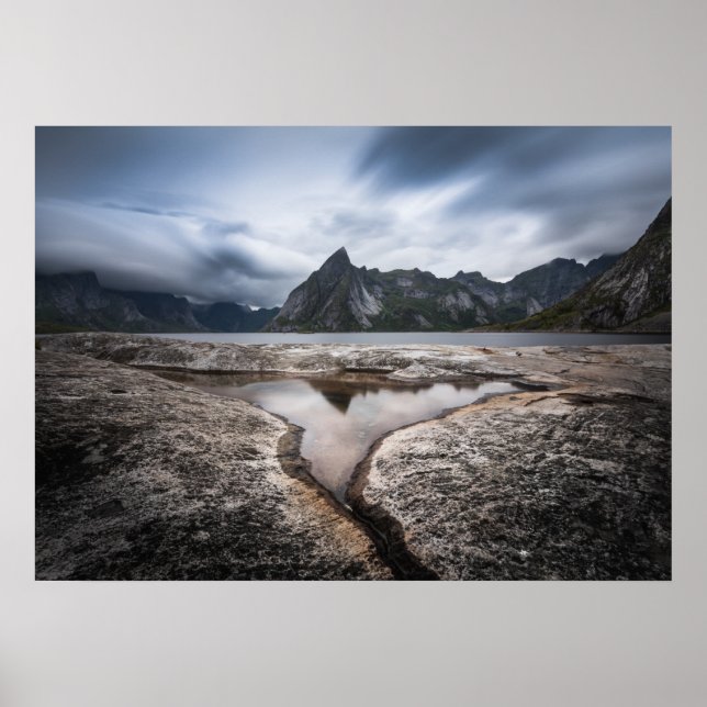 Lofoten Lofoten Islands Mountain Landscape Photo Poster (Framsidan)