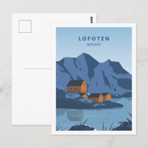 Lofoten Norge Berömd Travel Ställe Illustration Vykort