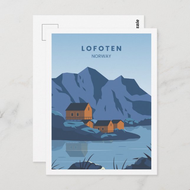 Lofoten Norge Berömd Travel Ställe Illustration Vykort (Fram/baksida)