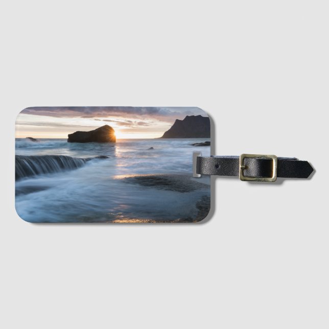 Lofoten Norge Midnight Sol Bagagebricka (Framsida horisontal)