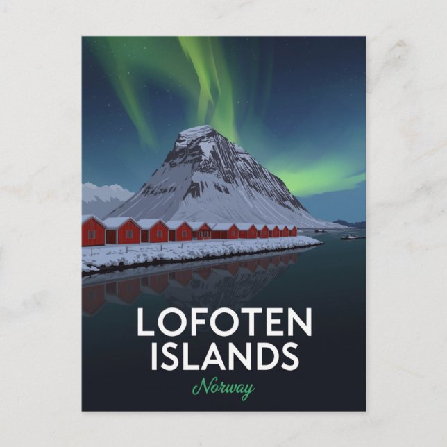 Lofoten Norge Norrsken Vykort (Framsida)