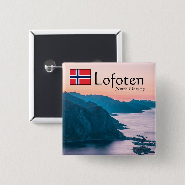 Lofoten Norge Souvenir Knapp (Framsida & baksida)