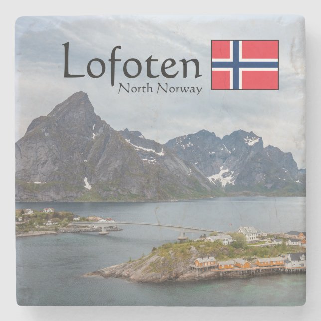 Lofoten Norge Souvenir Stenunderlägg (Framsidan)