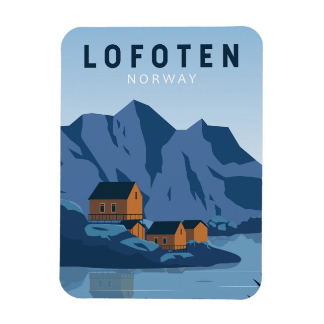 Lofoten Norge Travel Vintage Art Magnet (Vertikal)