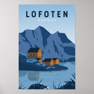 Lofoten Norge Travel Vintage Art Poster