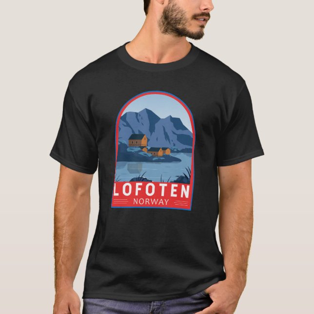 Lofoten Norge Travel Vintage Art T Shirt (Framsida)