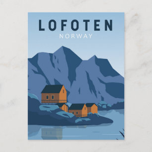 Lofoten Norge Travel Vintage Art Vykort