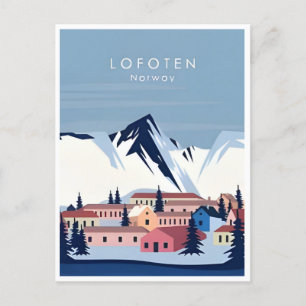 Lofoten Norge vintage resor vintereurope Vykort