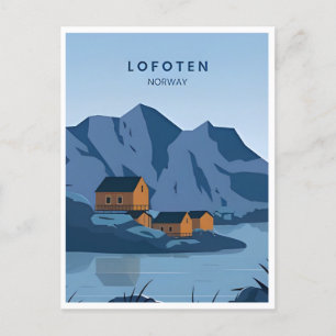 Lofoten Norge vintage resor vintereurope Vykort