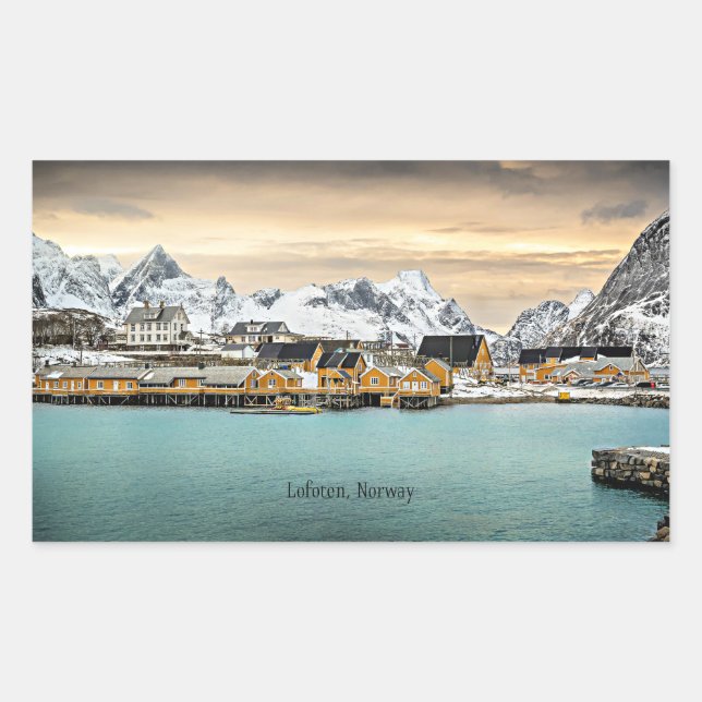 Lofoten, Norgens scenbild Rektangulärt Klistermärke (Framsida)
