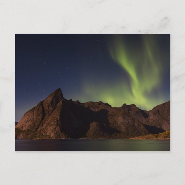 Lofoten - norra ljus över Olstind-vykort Vykort (Framsida)