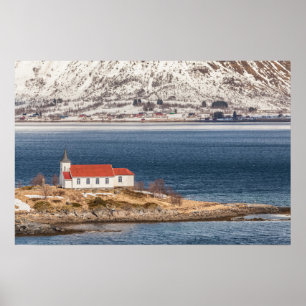 Lofoten-öarna i norska kyrkan poster
