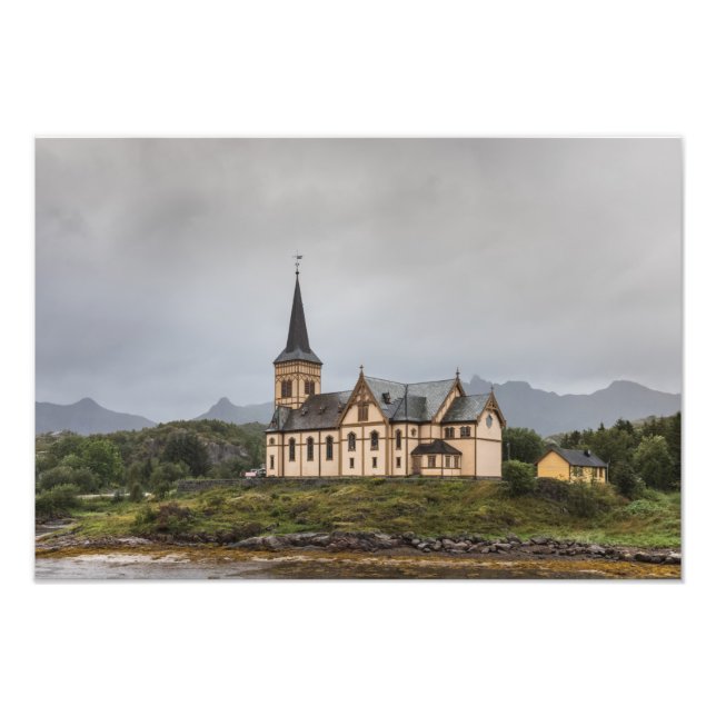 Lofoten Vågan Church Travel Photo Fototryck (Framsidan)
