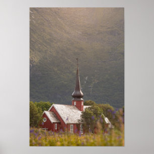 Lofotenöarna Flakstad kyrka Poster