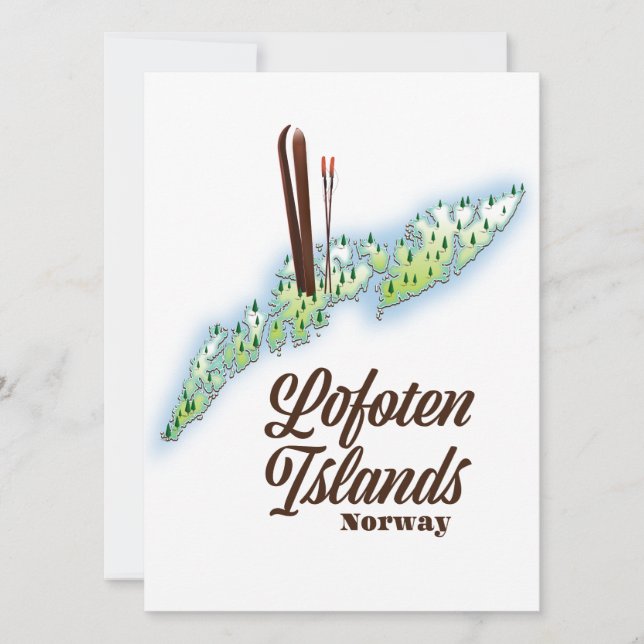 Lofotenöarna, Norge skidaffisch. (Framsida)