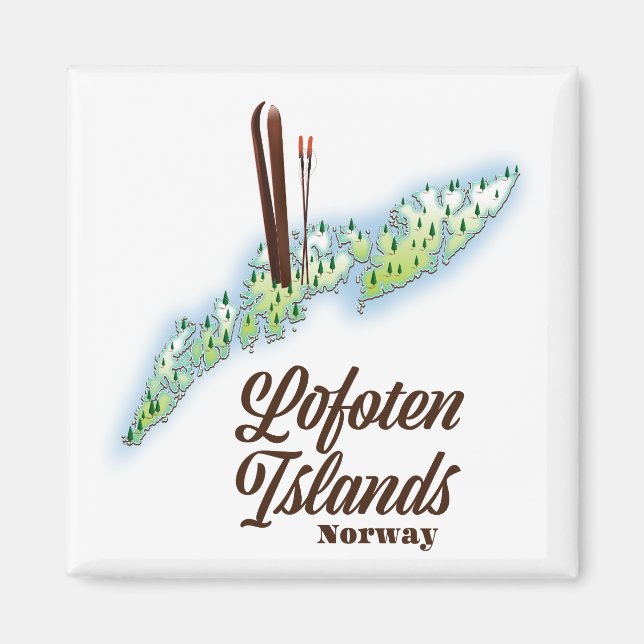 Lofotenöarna, Norge skidaffisch. Magnet (Framsidan)