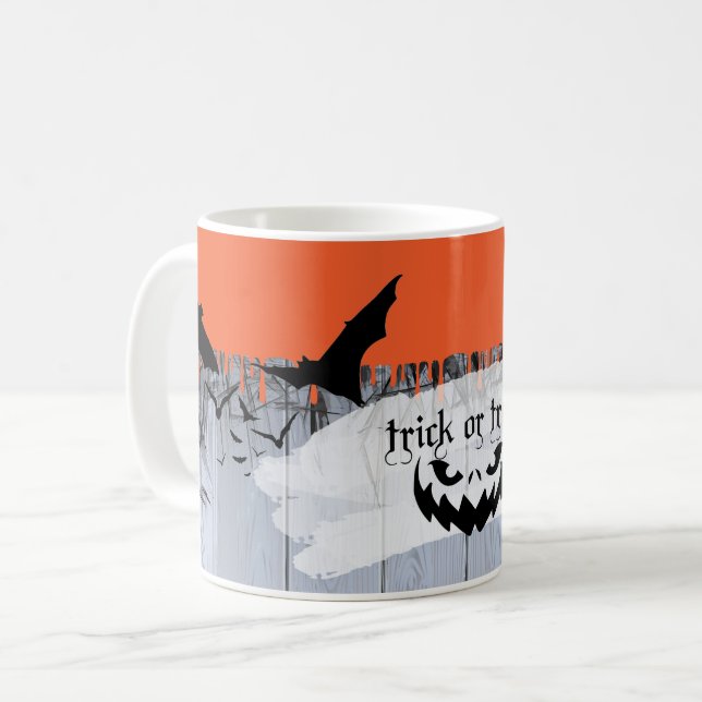 Loft-design för halloween fest "Treat eller Trick" Kaffemugg (Framsida vänster)