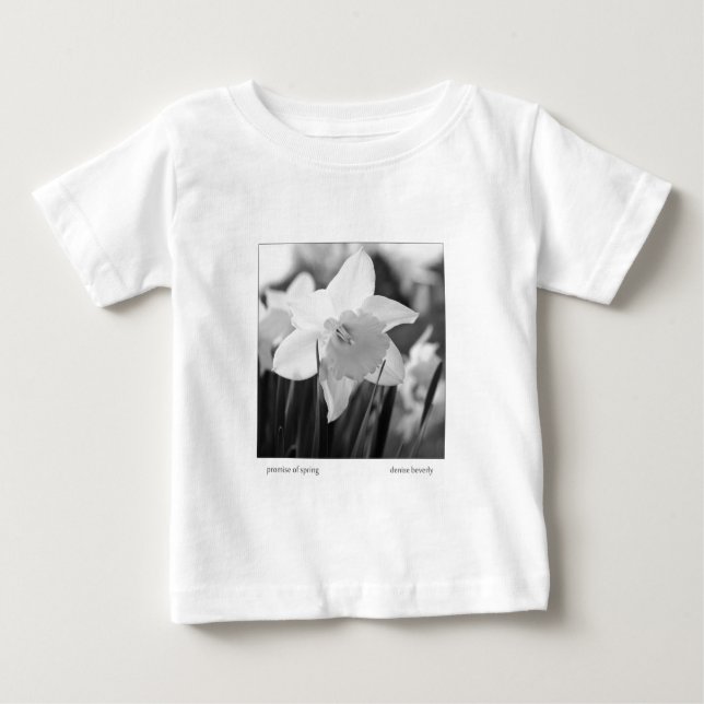löfte om vår daffodil jonquil black and white tee shirt (Framsida)