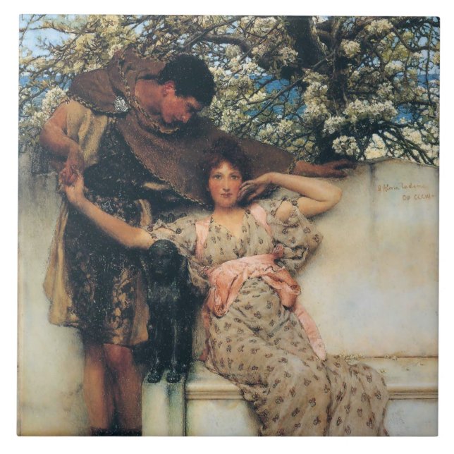 Löfte om Vår (från Lawrence Alma-Tadema) Kakelplatta (Framsidan)