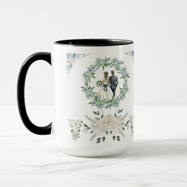 Löfte under rosor vitt mugg (Vänster)