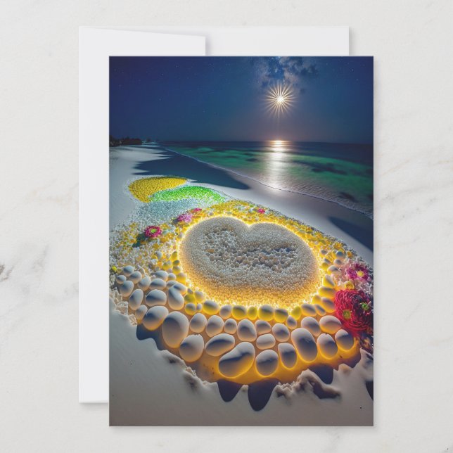 Löften under stjärnorna: Lysande stjärnklar strand Inbjudningar (Framsida)