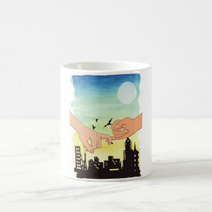 Löftescityvy för vattenfärgspar, pinky pr kaffemugg